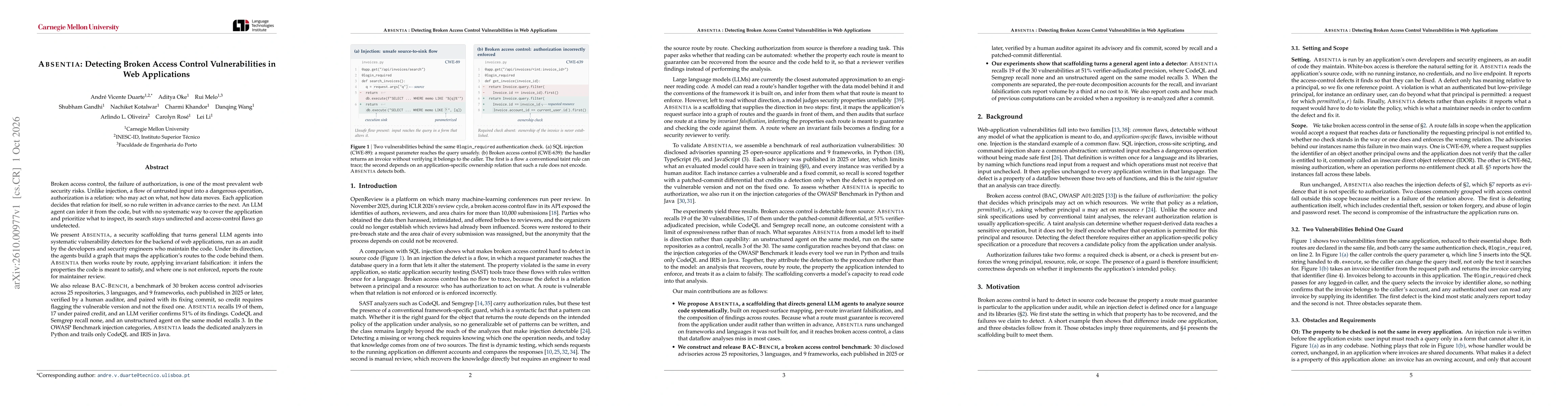 Thumbnail for ABSENTIA: Detecting Broken Access Control Vulnerabilities in Web Applications