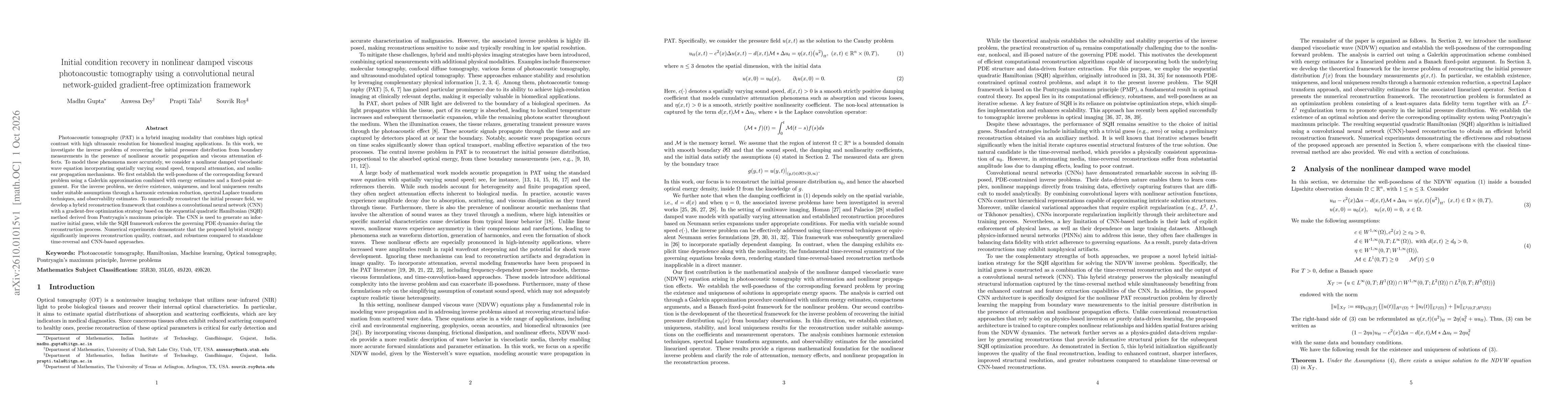 Thumbnail for Initial condition recovery in nonlinear damped viscous photoacoustic tomography using a convolutional neural network-guided gradient-free optimization framework