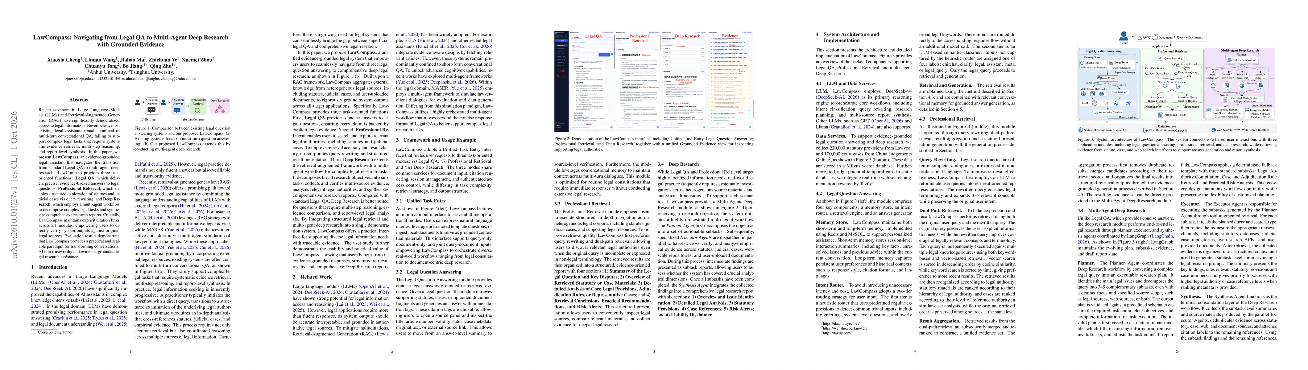 Thumbnail for LawCompass: Navigating from Legal QA to Multi-Agent Deep Research with Grounded Evidence