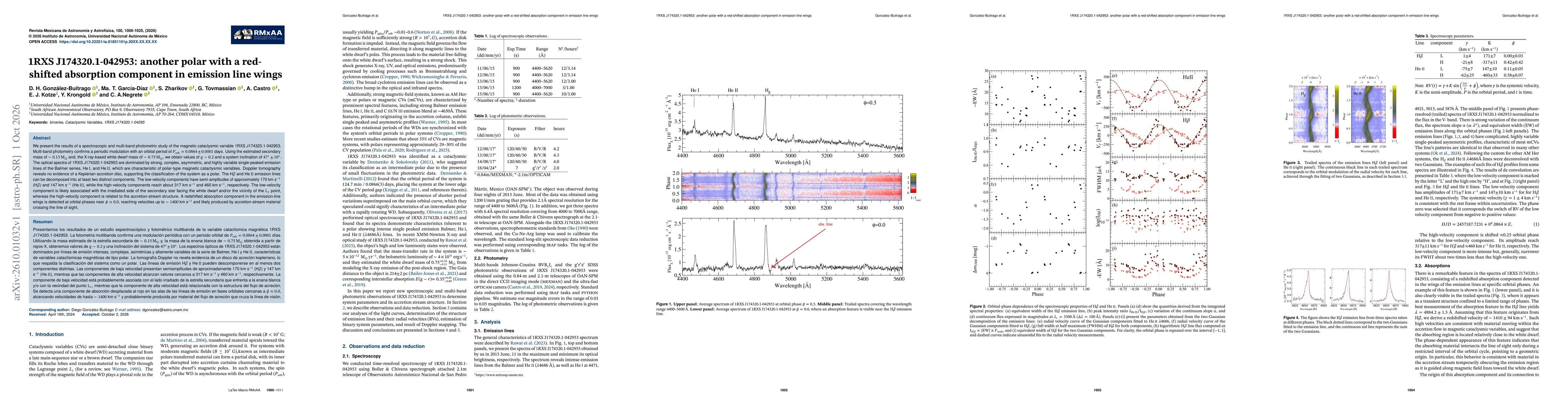 Thumbnail for 1RXS J174320.1-042953: another polar with a red-shifted absorption component in emission line wings