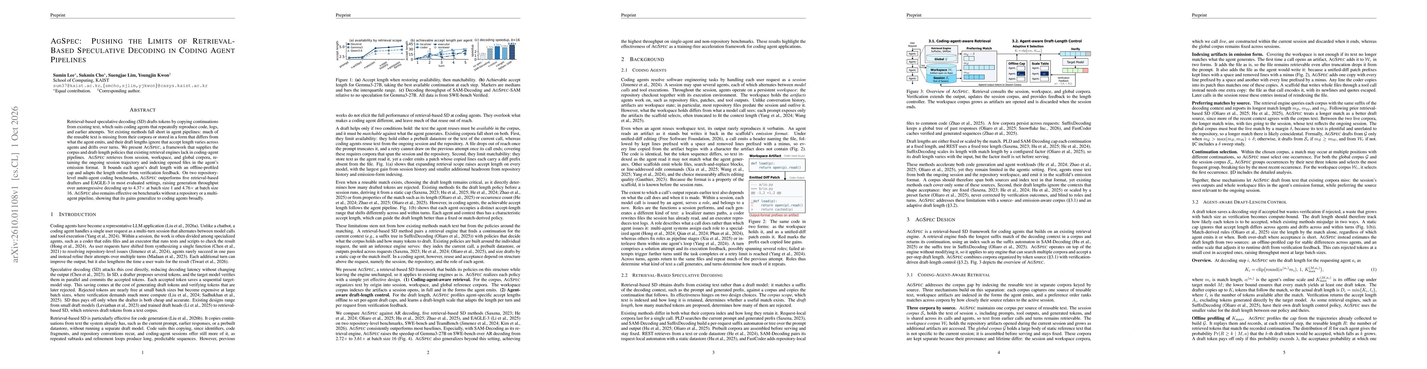 Thumbnail for AgSpec: Pushing the Limits of Retrieval-Based Speculative Decoding in Coding Agent Pipelines