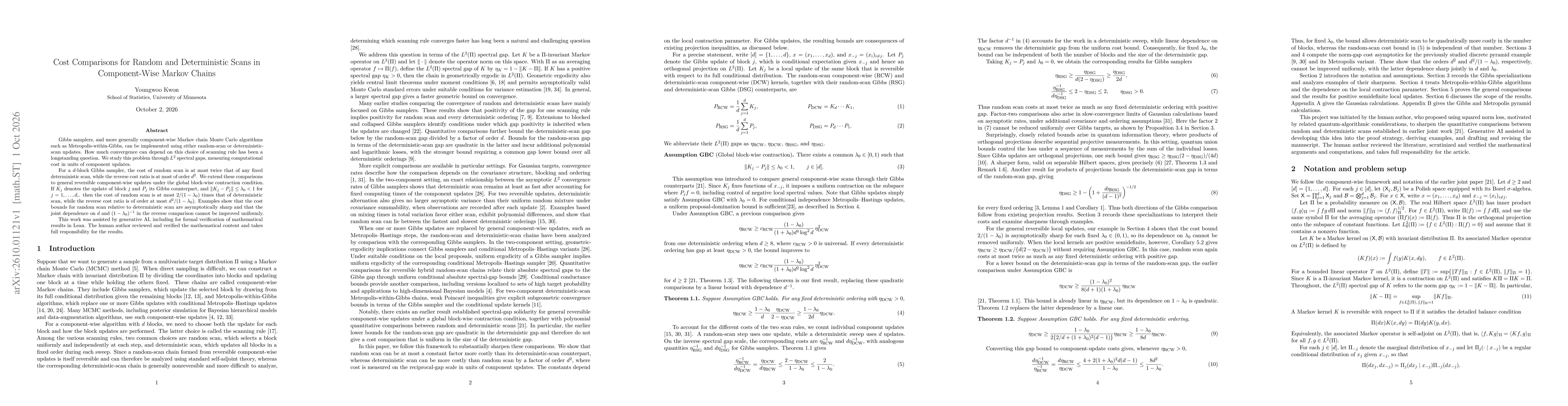 Thumbnail for Cost Comparisons for Random and Deterministic Scans in Component-Wise Markov Chains