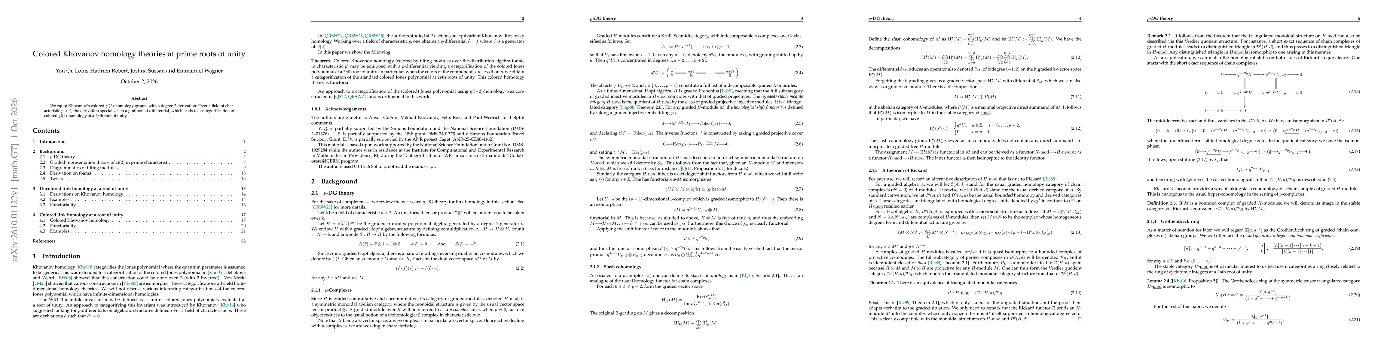 Thumbnail for Colored Khovanov homology theories at prime roots of unity