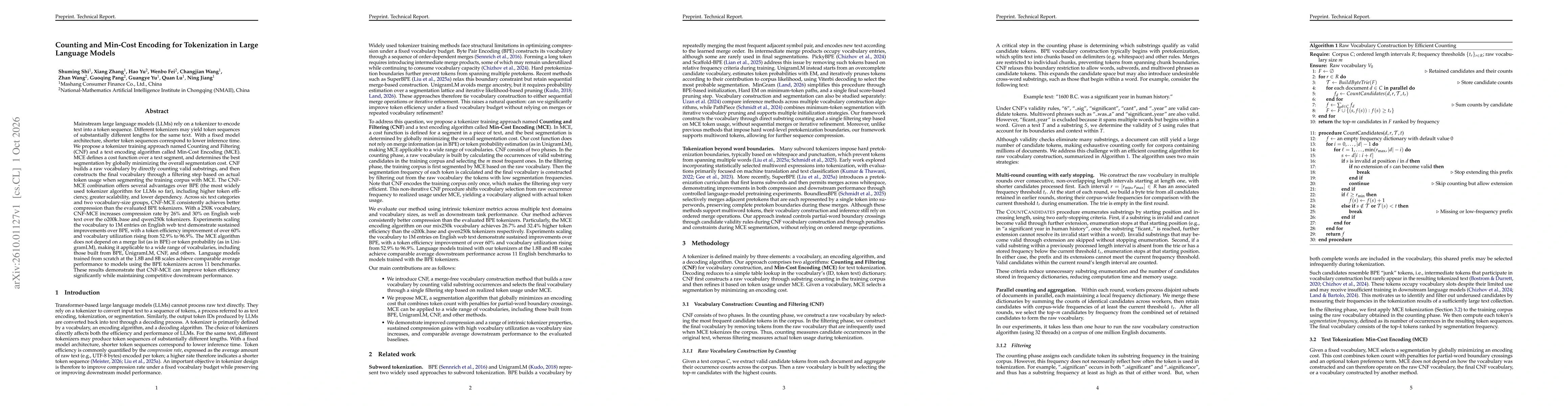 Thumbnail for Counting and Min-Cost Encoding for Tokenization in Large Language Models
