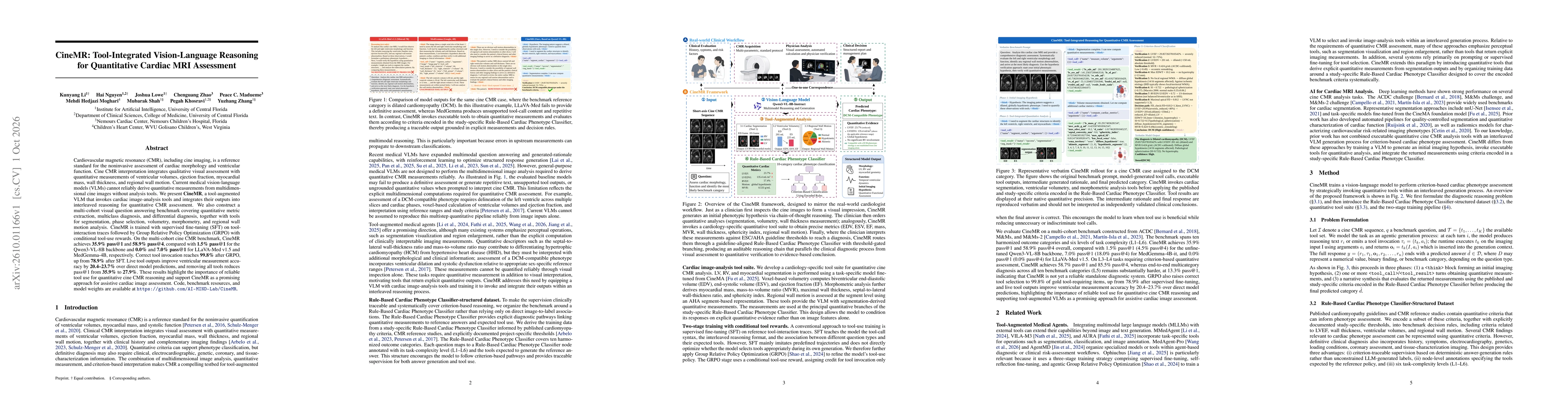Thumbnail for CineMR: Tool-Integrated Vision-Language Reasoning for Quantitative Cardiac MRI Assessment