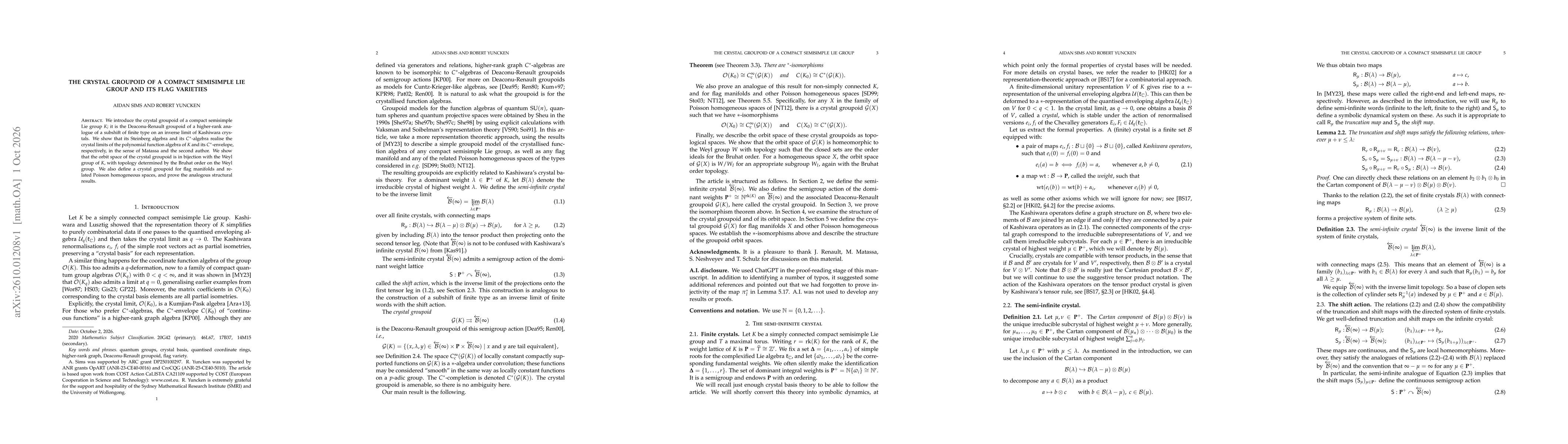 Thumbnail for The crystal groupoid of a compact semisimple Lie group and its flag varieties