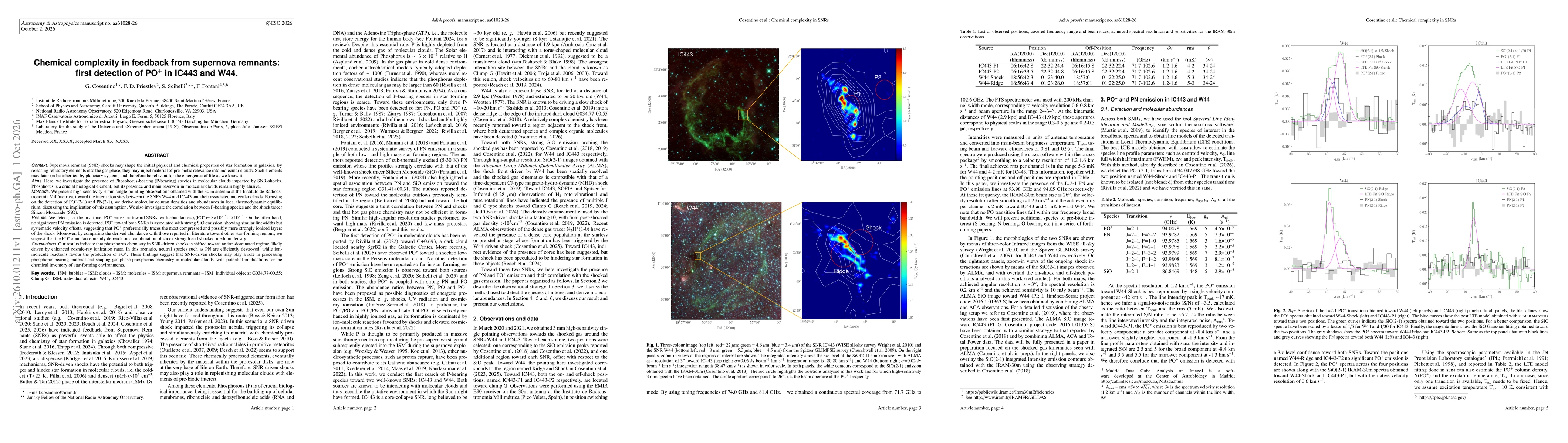 Thumbnail for Chemical complexity in feedback from supernova remnants: first detection of PO+ in IC443 and W44