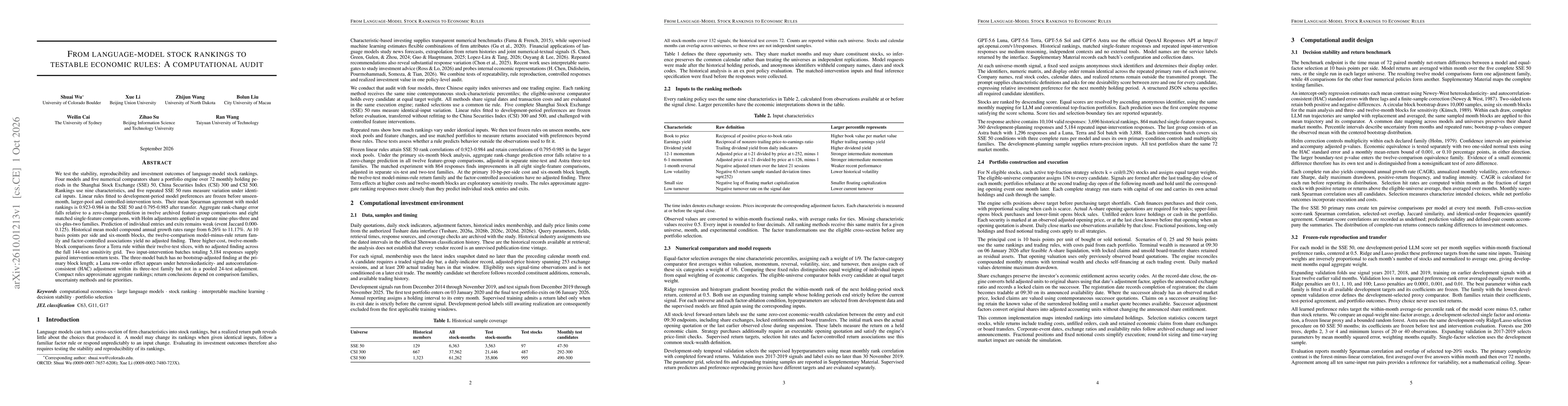 Thumbnail for From language-model stock rankings to testable economic rules: A computational audit