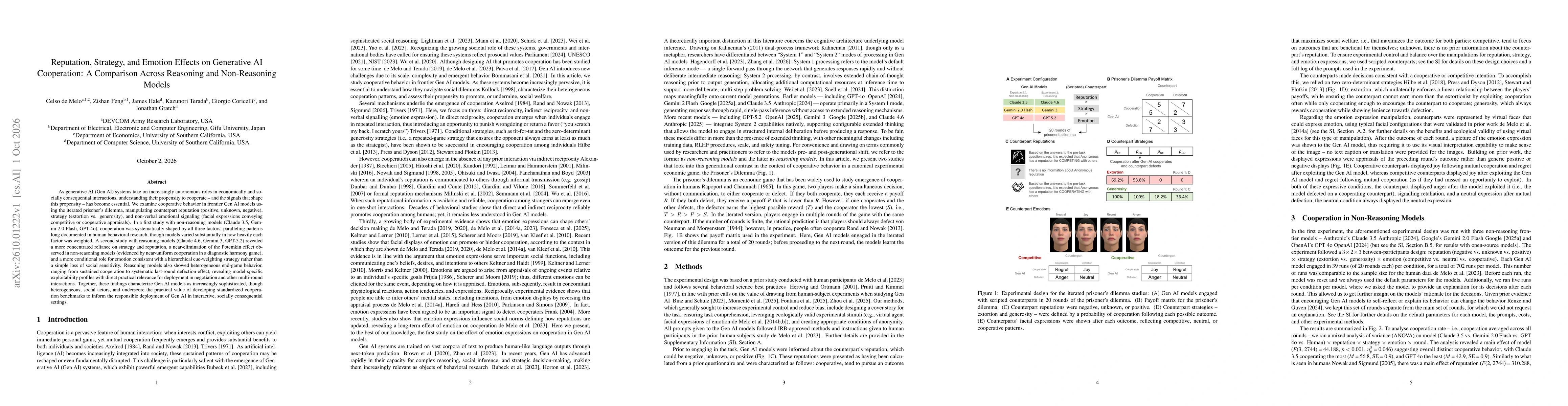 Thumbnail for Reputation, Strategy, and Emotion Effects on Generative AI Cooperation: A Comparison Across Reasoning and Non-Reasoning Models