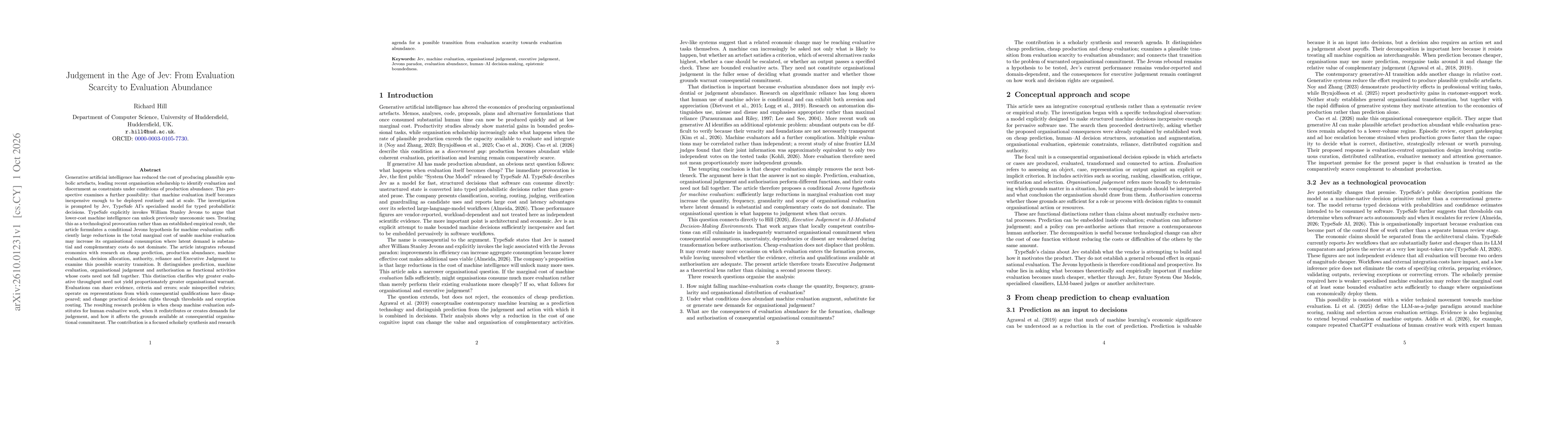 Thumbnail for Judgement in the Age of Jev: From Evaluation Scarcity to Evaluation Abundance