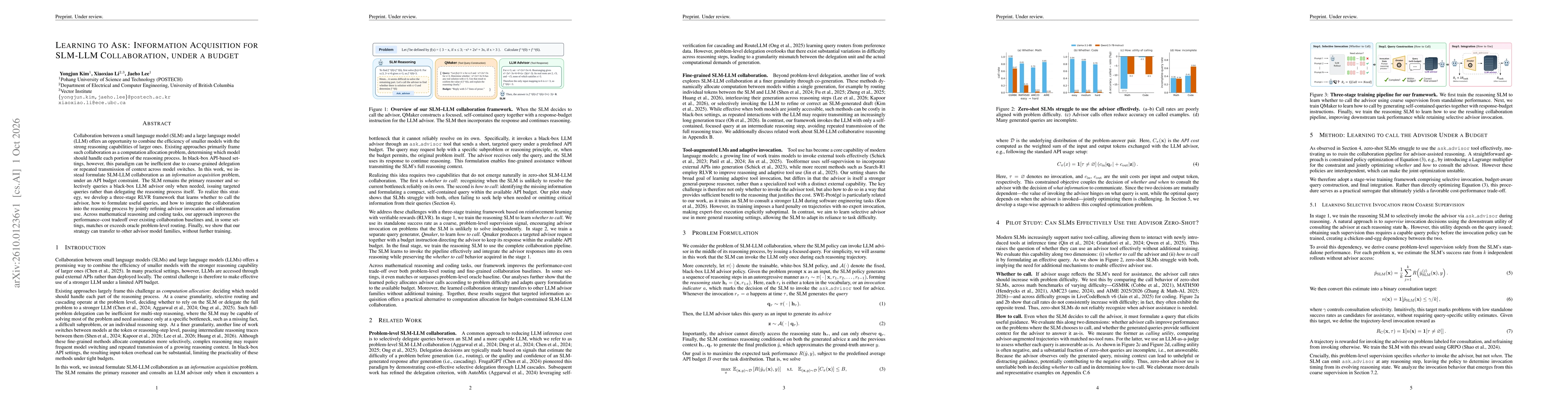 Thumbnail for Learning to Ask: Information Acquisition for SLM-LLM Collaboration, under a budget