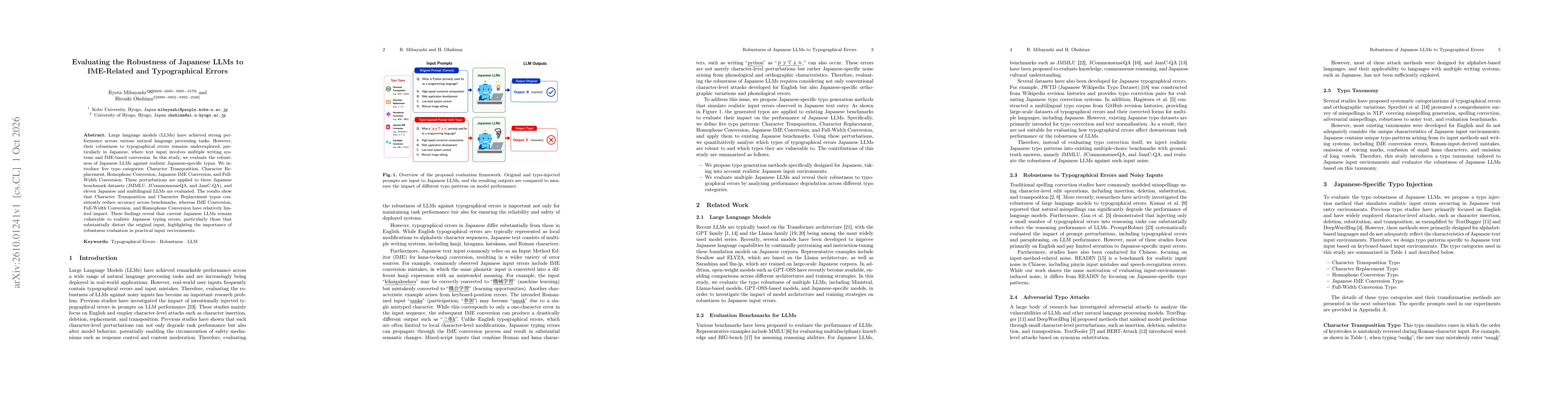 Thumbnail for Evaluating the Robustness of Japanese LLMs to IME-Related and Typographical Errors