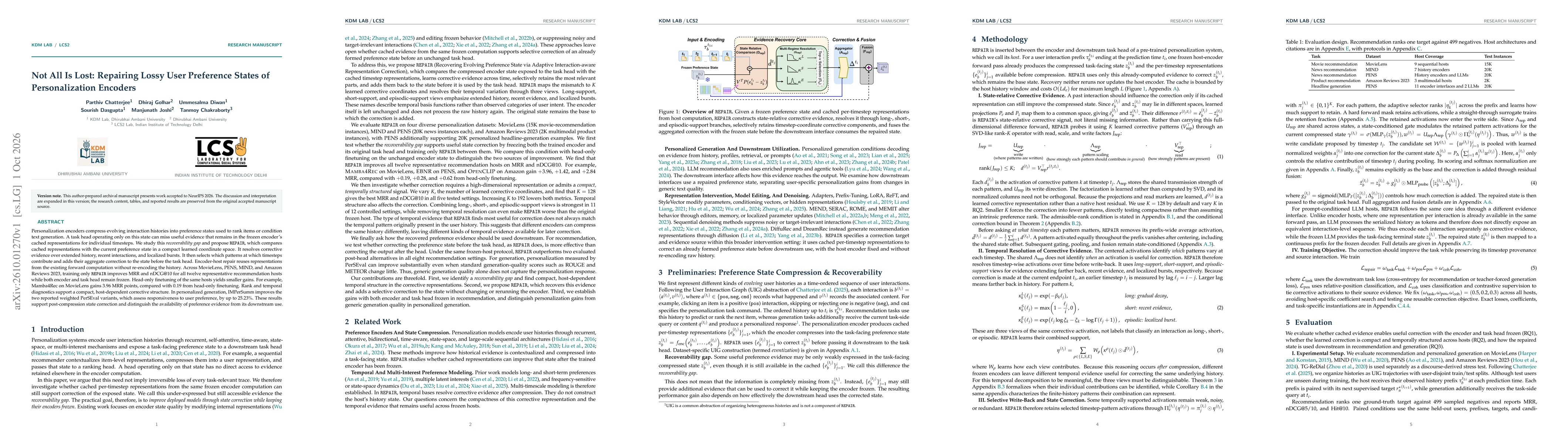 Thumbnail for Not All Is Lost: Repairing Lossy User Preference States of Personalization Encoders