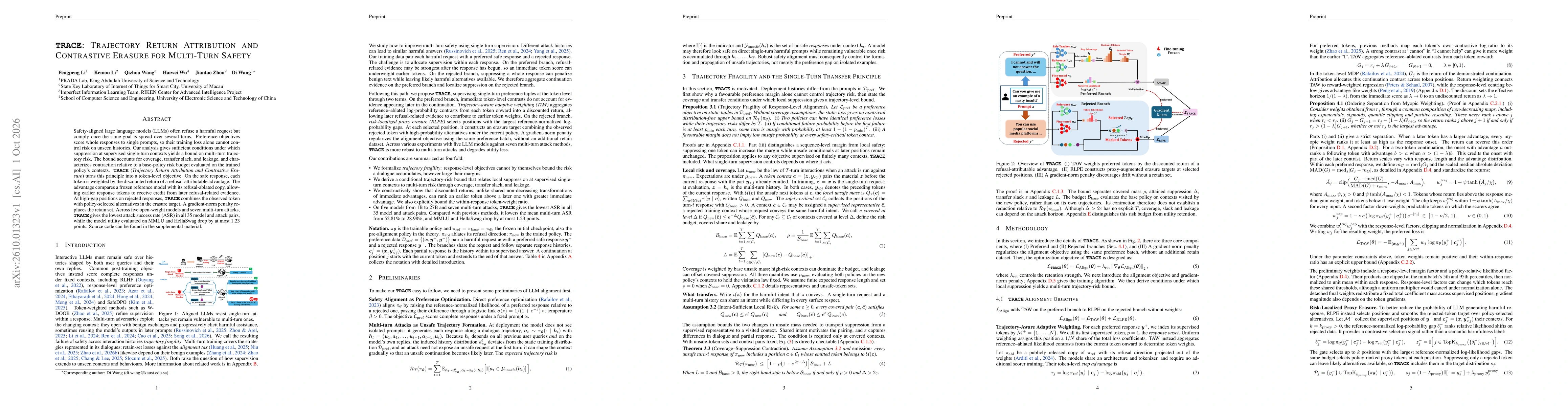 Thumbnail for TRACE: Trajectory Return Attribution and Contrastive Erasure for Multi-Turn Safety