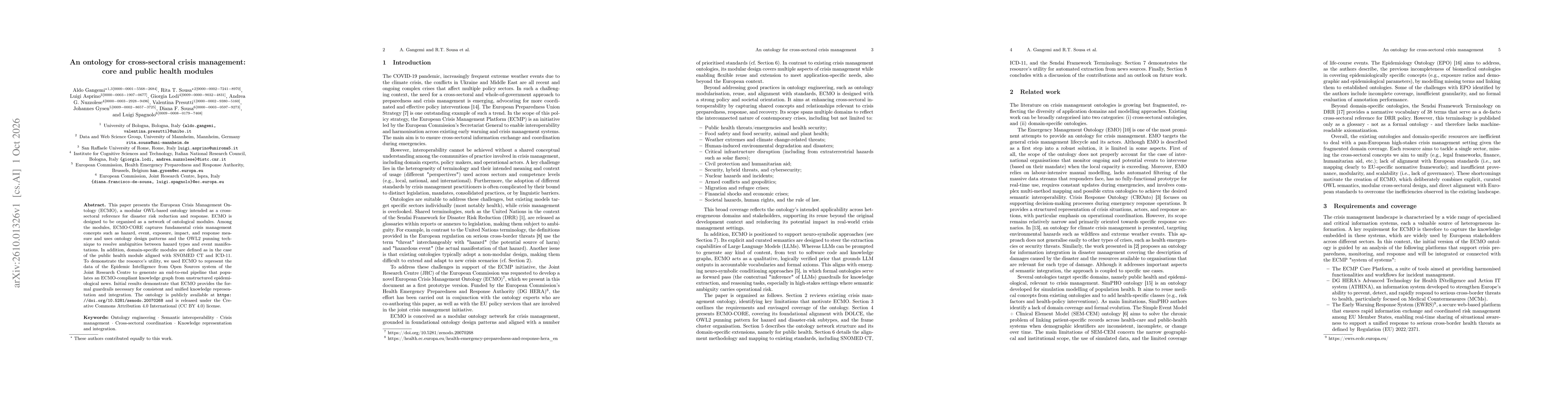 Thumbnail for An ontology for cross-sectoral crisis management: core and public health modules