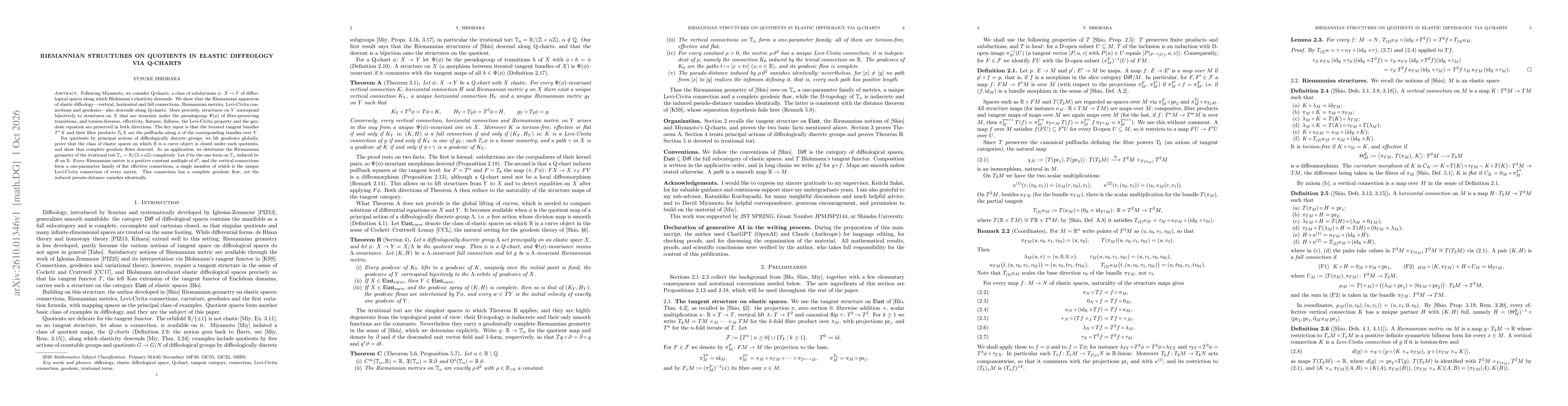 Thumbnail for Riemannian Structures on Quotients in Elastic Diffeology via Q-Charts