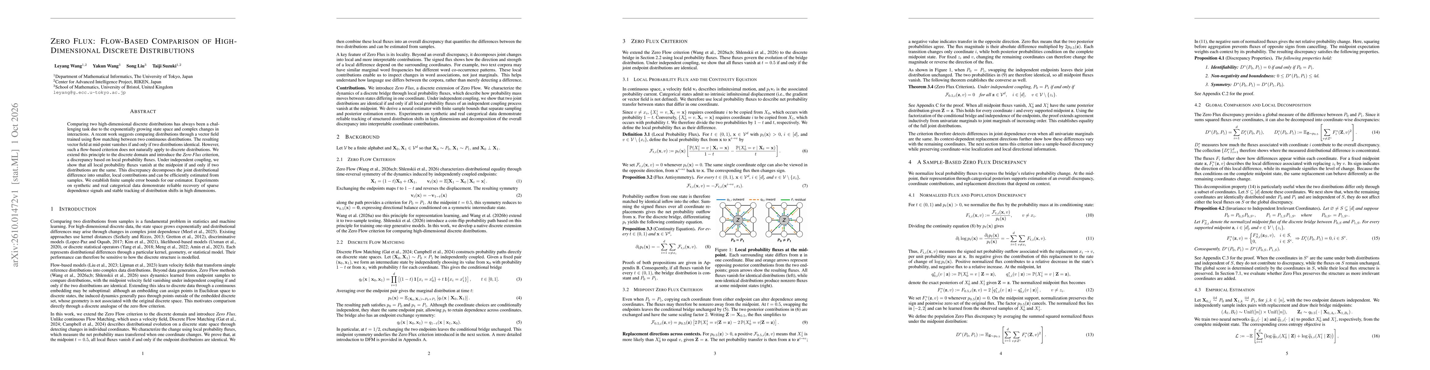 Thumbnail for Zero Flux: Flow-Based Comparison of High-Dimensional Discrete Distributions