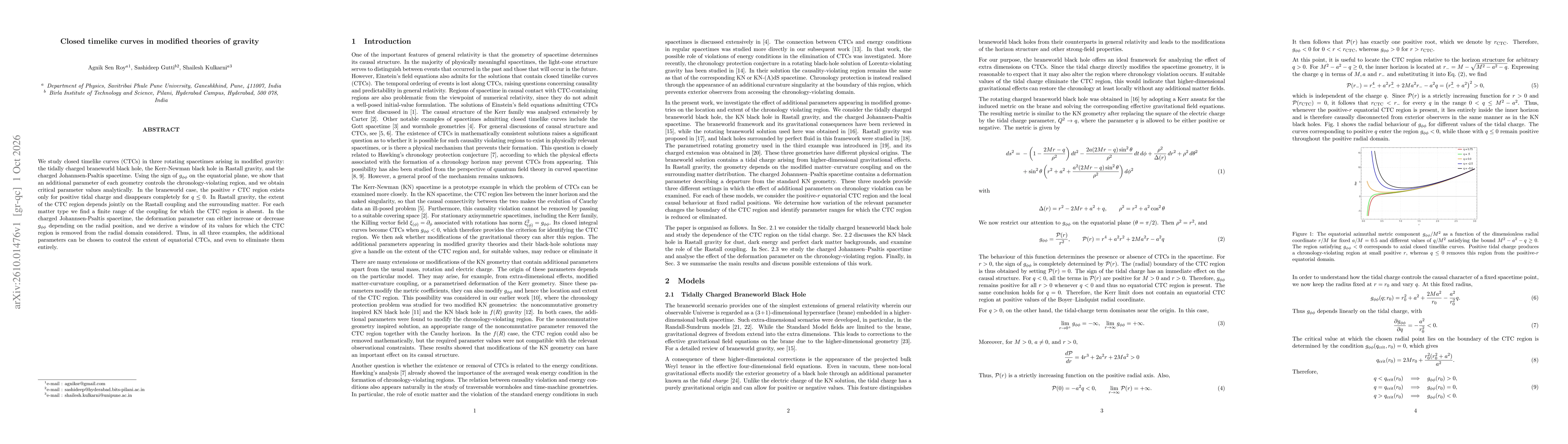 Thumbnail for Closed timelike curves in modified theories of gravity
