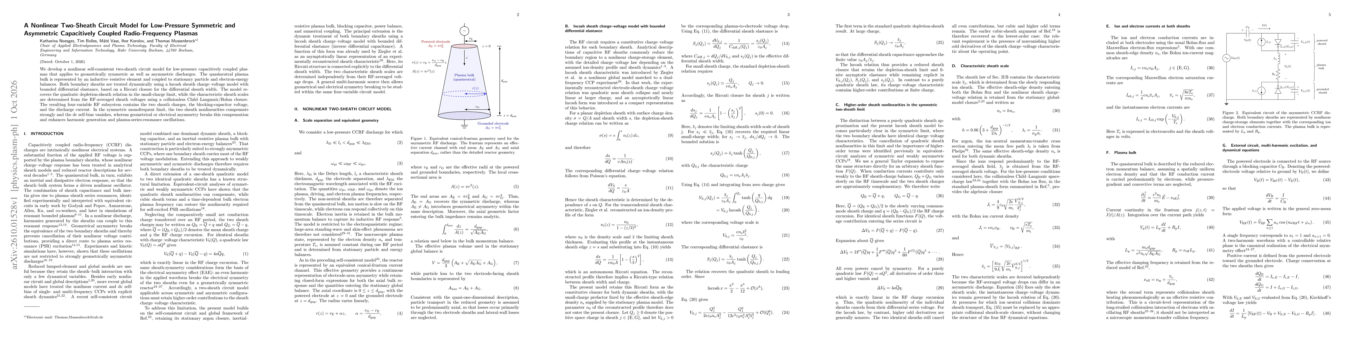 Thumbnail for A Nonlinear Two-Sheath Circuit Model for Low-Pressure Symmetric and Asymmetric Capacitively Coupled Radio-Frequency Plasmas