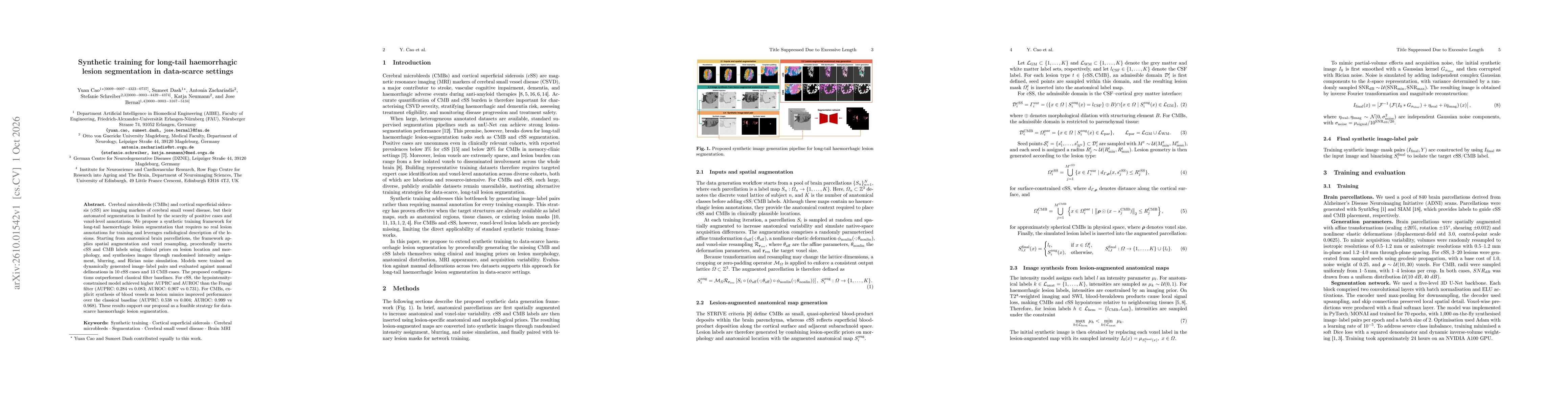 Thumbnail for Synthetic training for long-tail haemorrhagic lesion segmentation in data-scarce settings