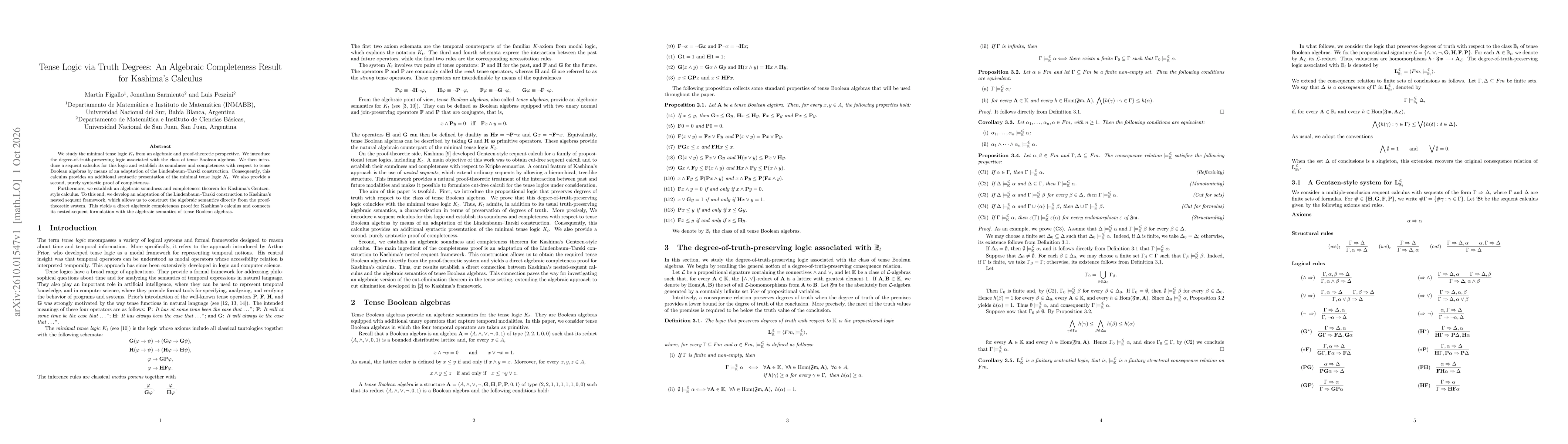 Thumbnail for Tense Logic via Truth Degrees: An Algebraic Completeness Result for Kashima's Calculus