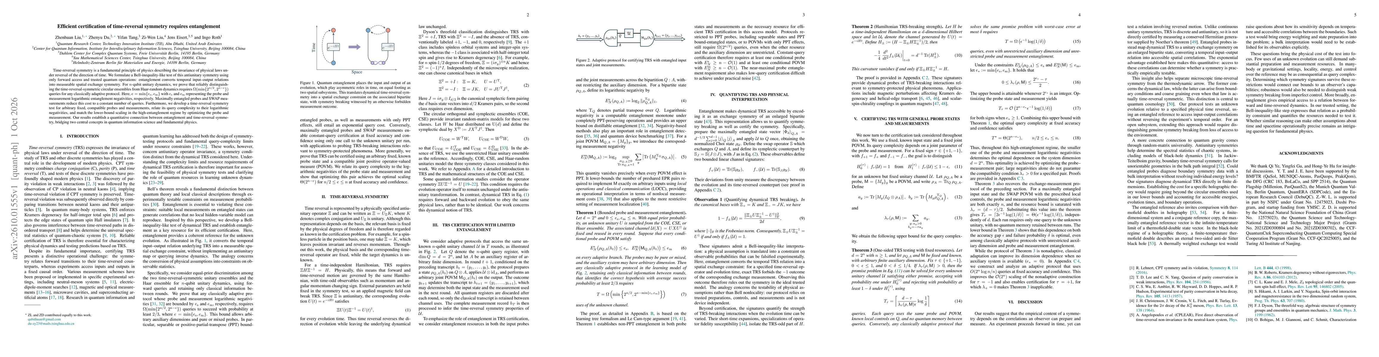 Thumbnail for Efficient certification of time-reversal symmetry requires entanglement