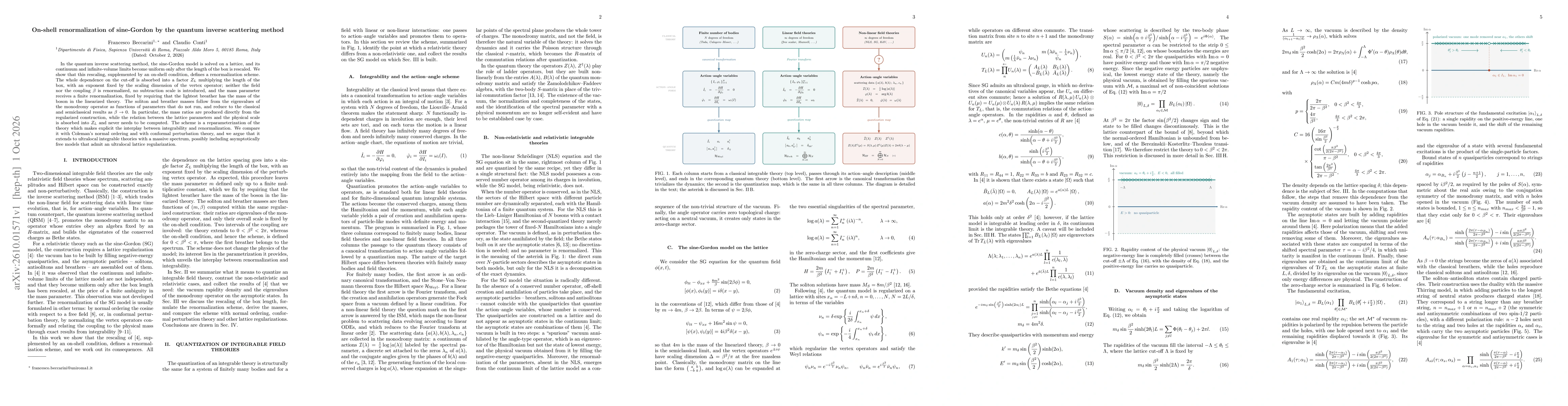 Thumbnail for On-shell renormalization of sine-Gordon by the quantum inverse scattering method