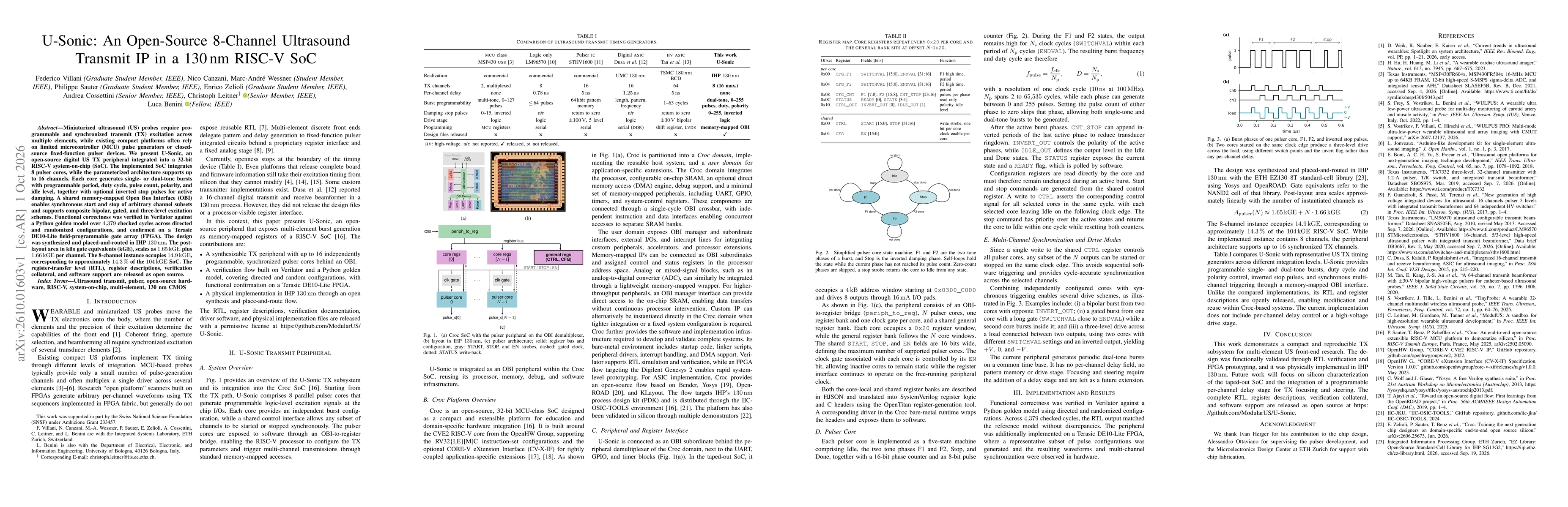 Thumbnail for U-Sonic: An Open-Source 8-Channel Ultrasound Transmit IP in a 130 nm RISC-V SoC