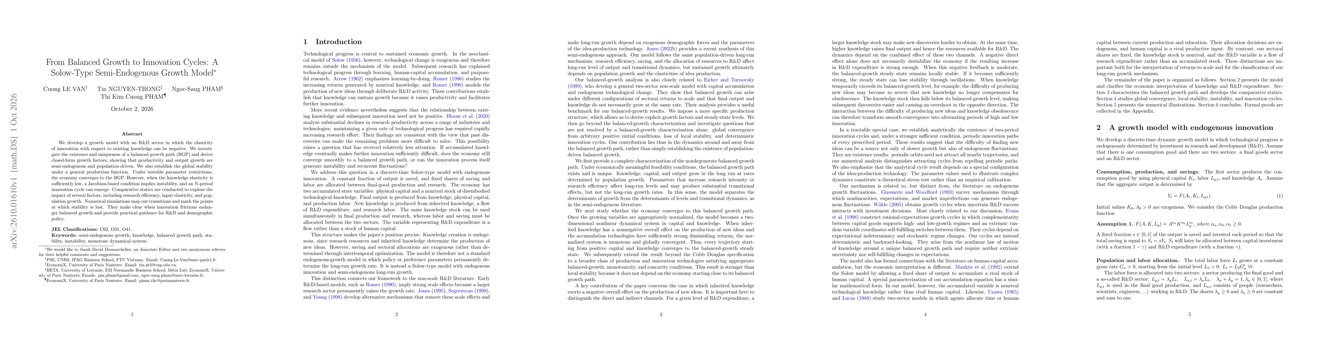 Thumbnail for From Balanced Growth to Innovation Cycles:A Solow-Type Semi-Endogenous Growth Model