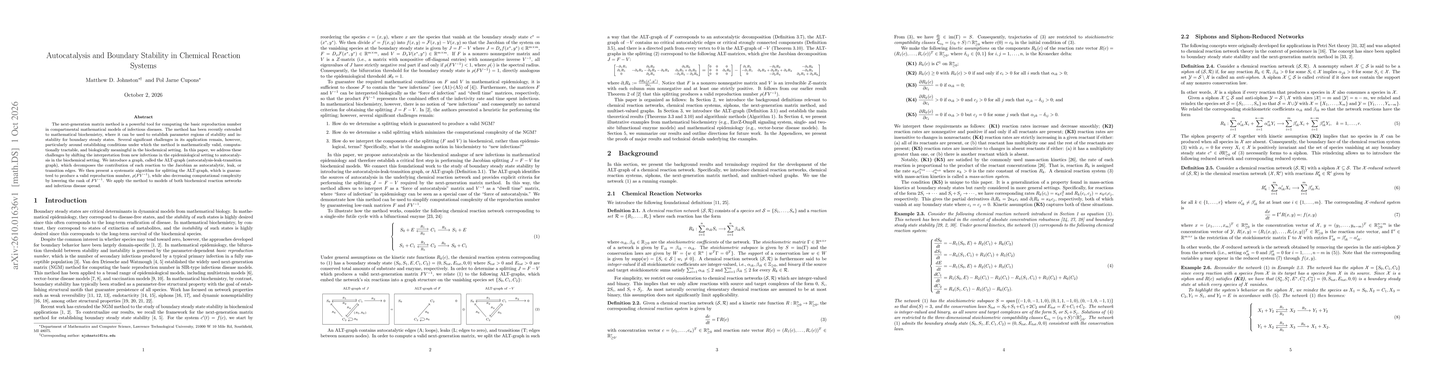 Thumbnail for Autocatalysis and Boundary Stability in Chemical Reaction Systems