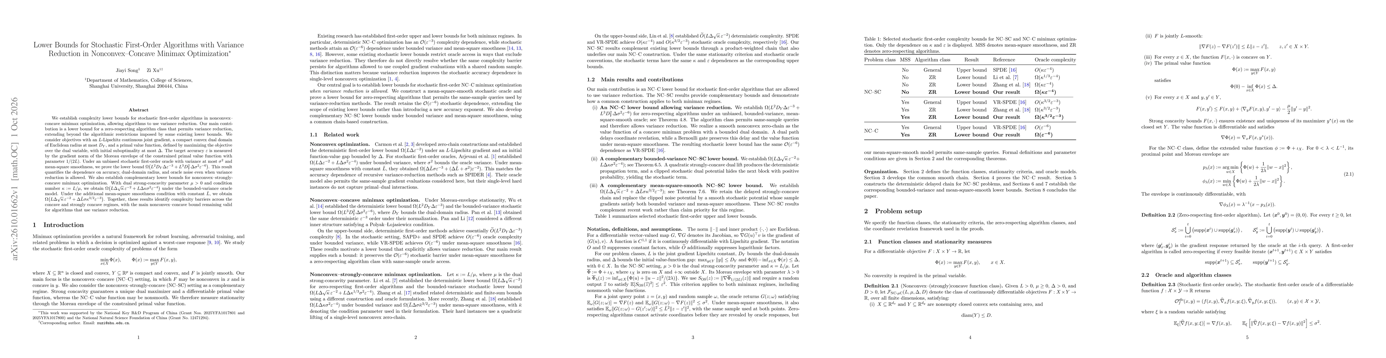 Thumbnail for Lower Bounds for Stochastic First-Order Algorithms with Variance Reduction in Nonconvex--Concave Minimax Optimization