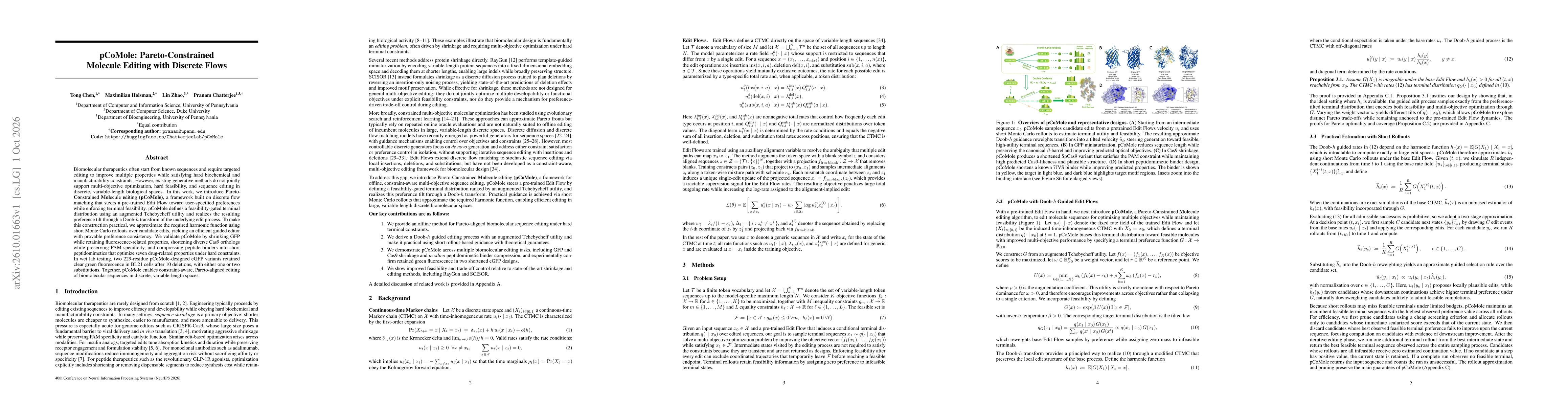 Thumbnail for pCoMole: Pareto-Constrained Molecule Editing with Discrete Flows