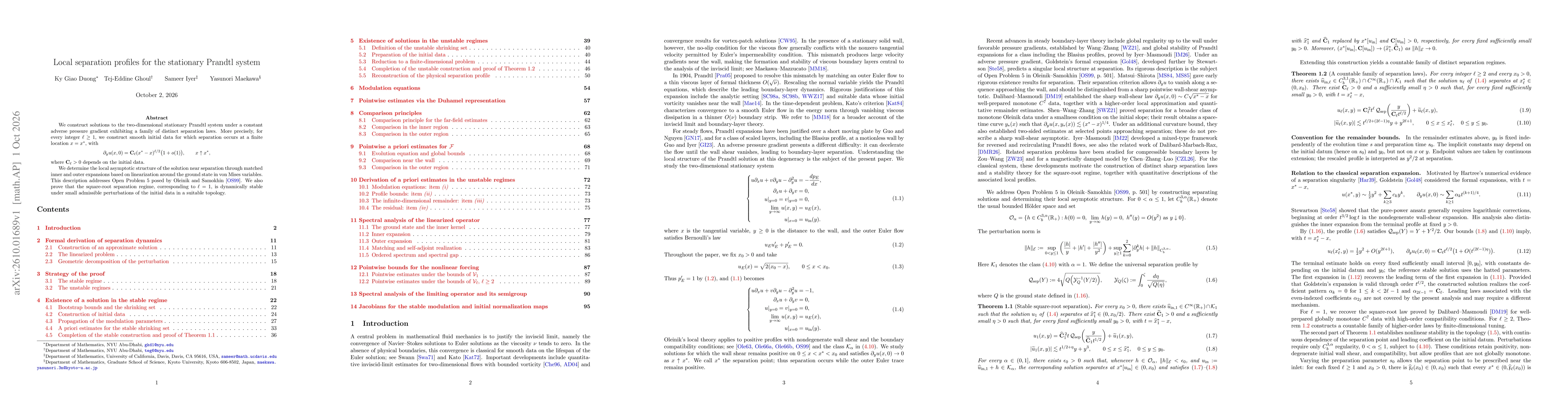 Thumbnail for Local separation profiles for the stationary Prandtl system
