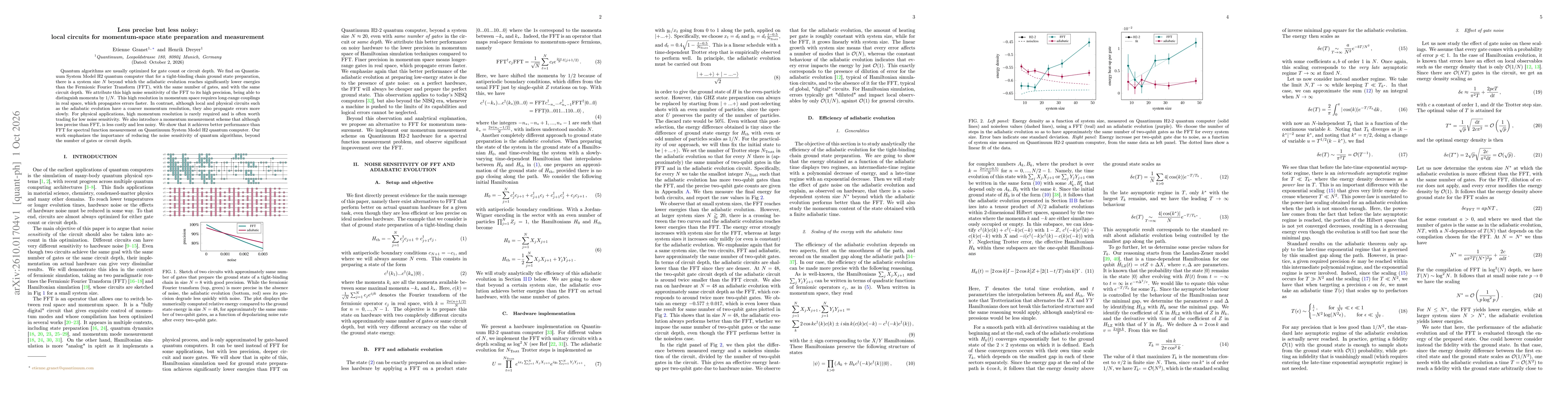 Thumbnail for Less precise but less noisy: local circuits for momentum-space state preparation and measurement
