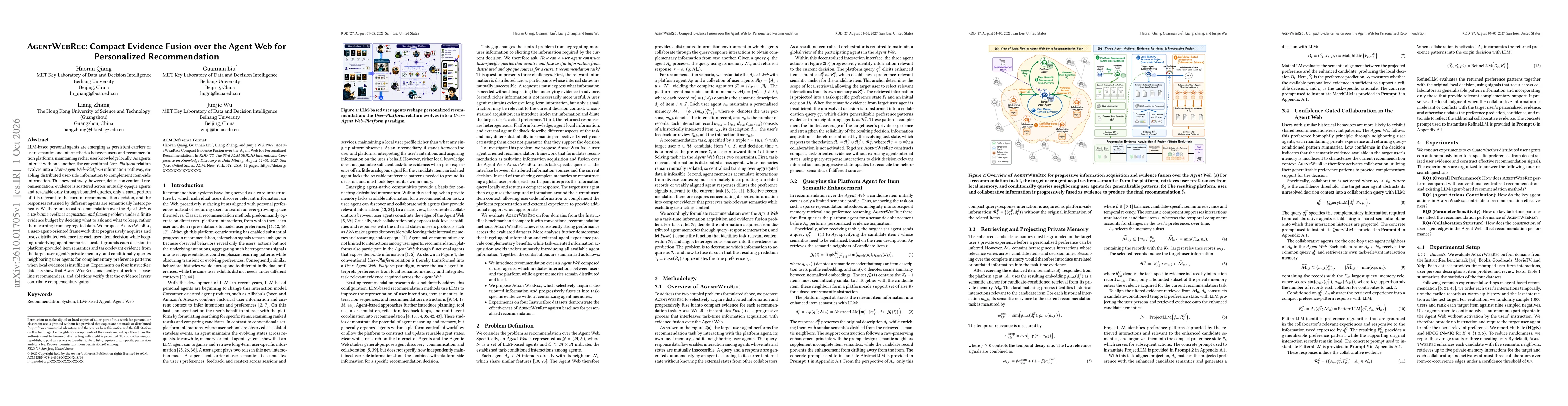 Thumbnail for AgentWebRec: Compact Evidence Fusion over the Agent Web for Personalized Recommendation