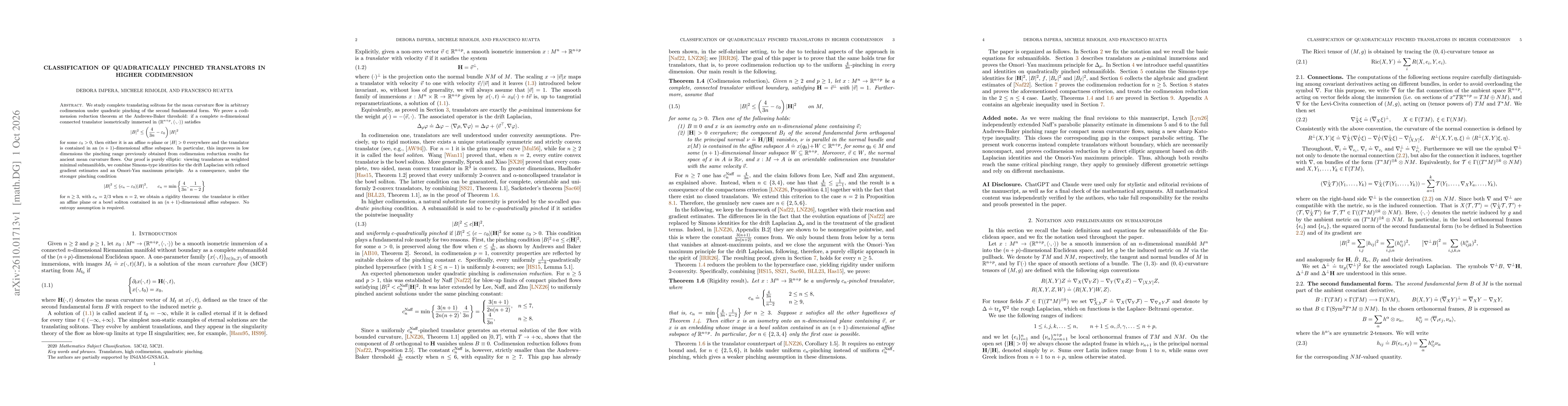Thumbnail for Classification of quadratically pinched translators in higher codimension