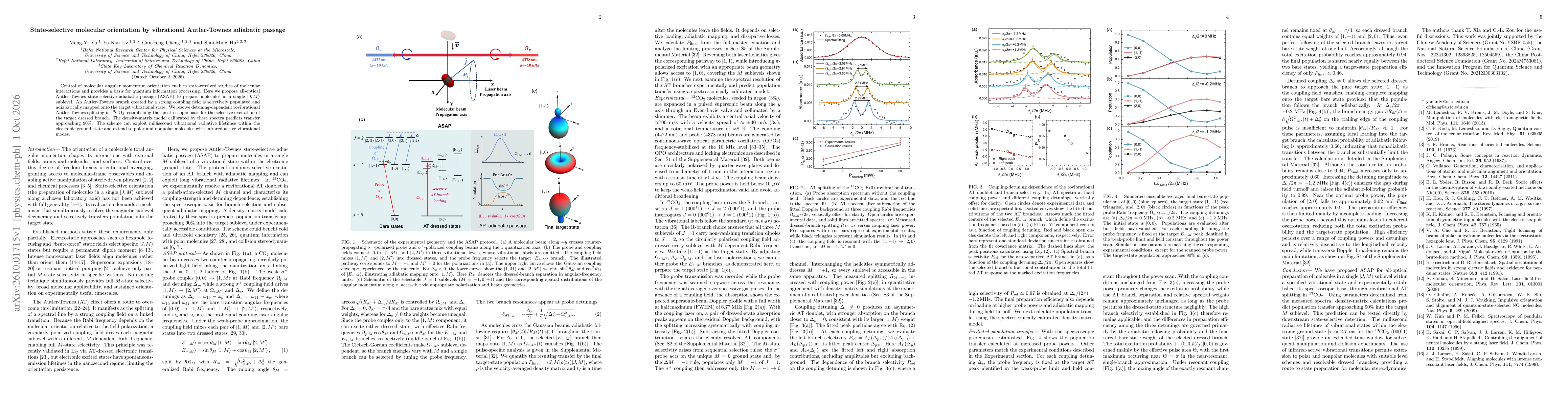 Thumbnail for State-selective molecular orientation by vibrational Autler-Townes adiabatic passage