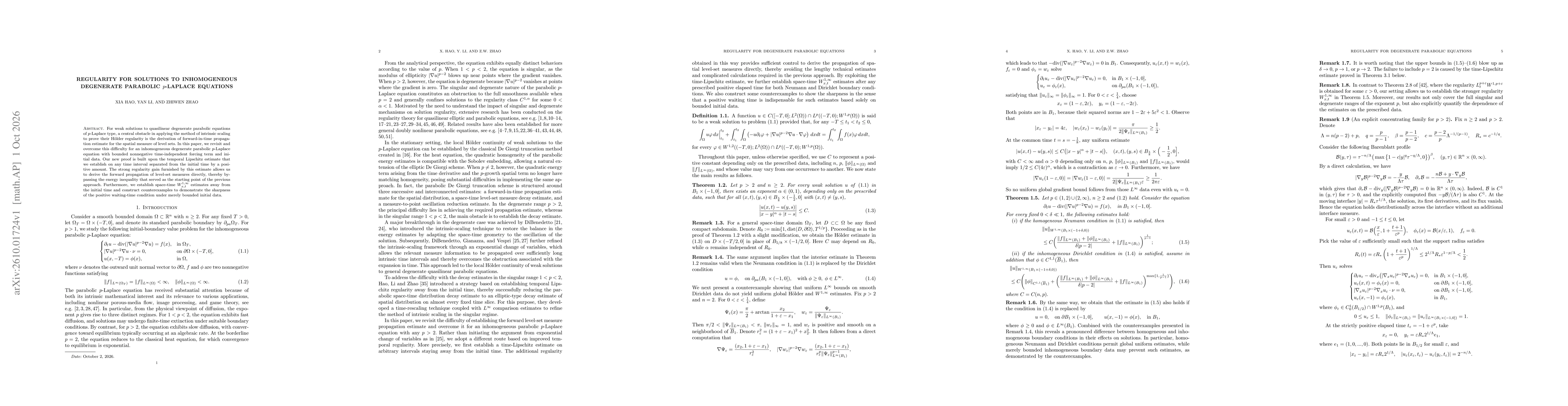 Thumbnail for Regularity for solutions to inhomogeneous degenerate parabolic $p$-Laplace equations