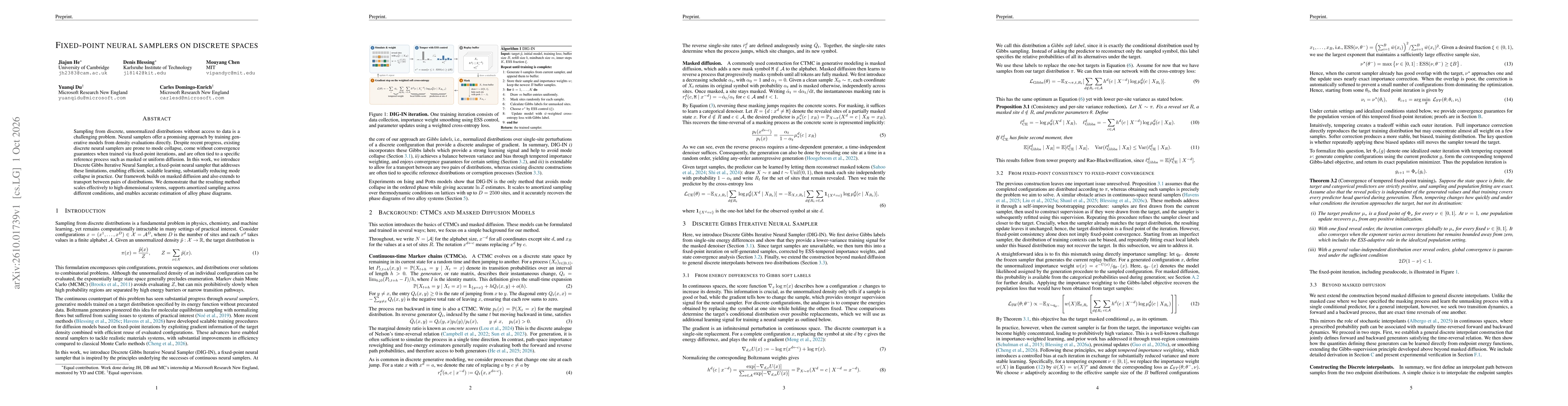 Thumbnail for Fixed-point neural samplers on discrete spaces