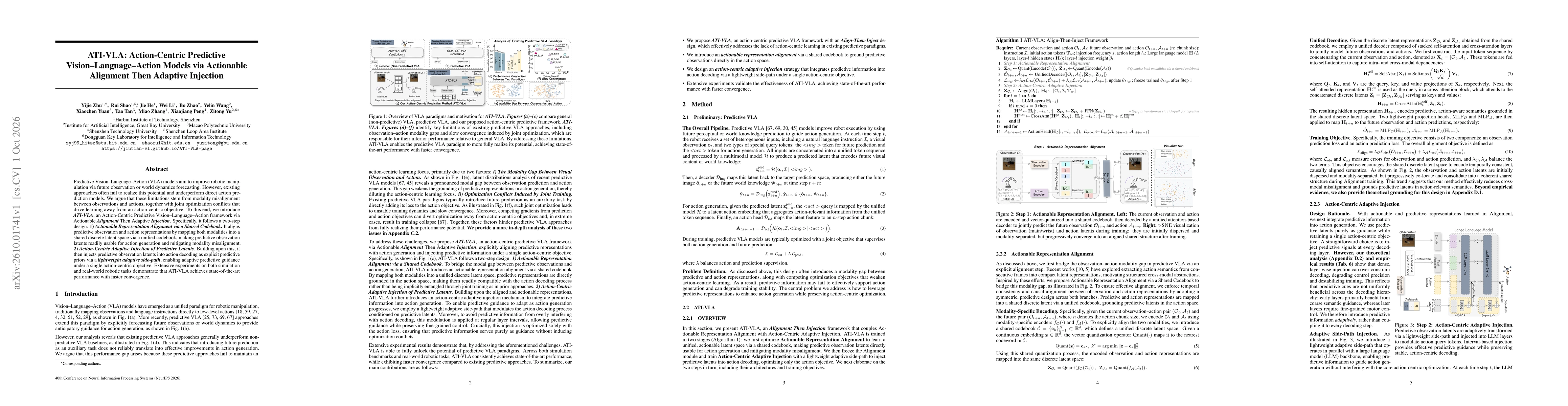 Thumbnail for ATI-VLA: Action-Centric Predictive Vision-Language-Action Models via Actionable Alignment Then Adaptive Injection