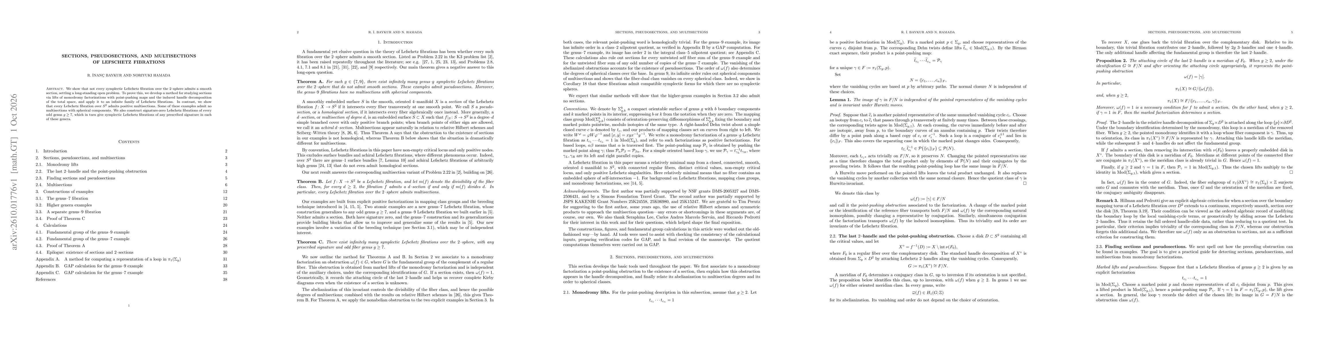 Thumbnail for Sections, pseudosections, and multisections of Lefschetz fibrations