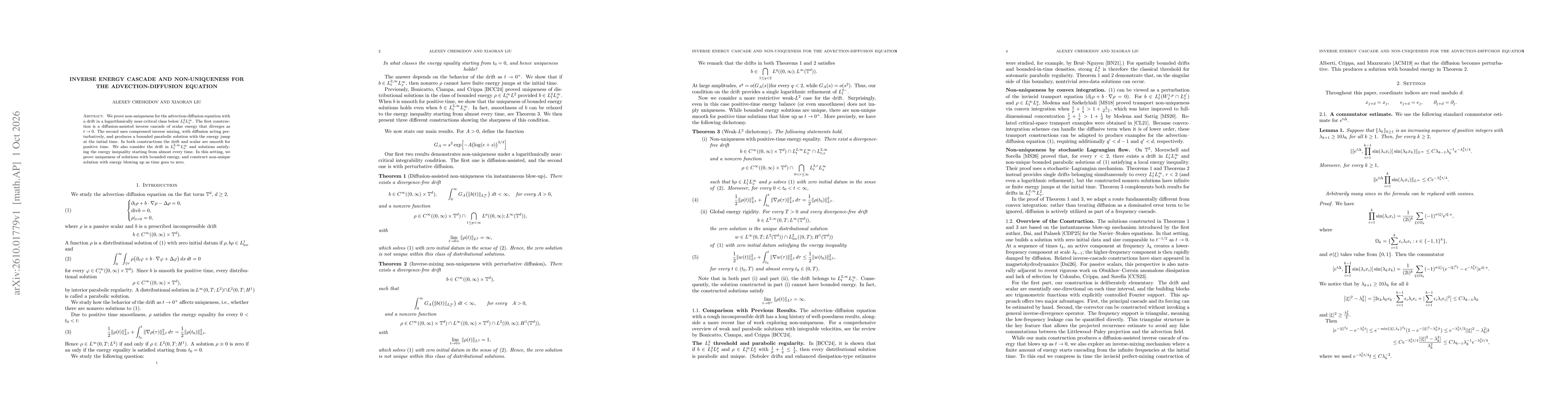 Thumbnail for Inverse Energy Cascade and Non-uniqueness for the Advection-Diffusion Equation