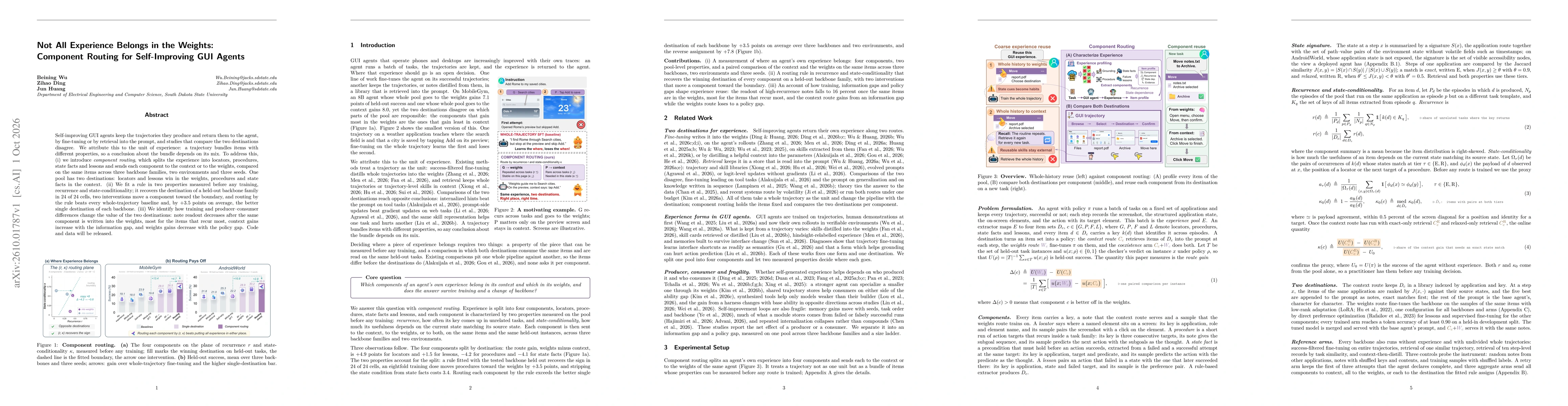 Thumbnail for Not All Experience Belongs in the Weights: Component Routing for Self-Improving GUI Agents