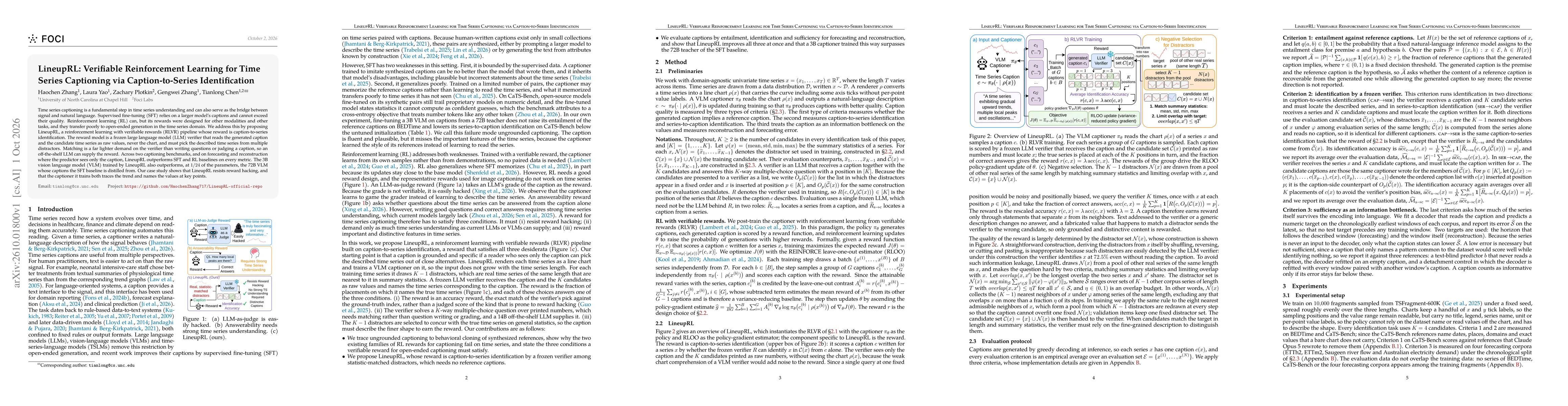 Thumbnail for LineupRL: Verifiable Reinforcement Learning for Time Series Captioning via Caption-to-Series Identification