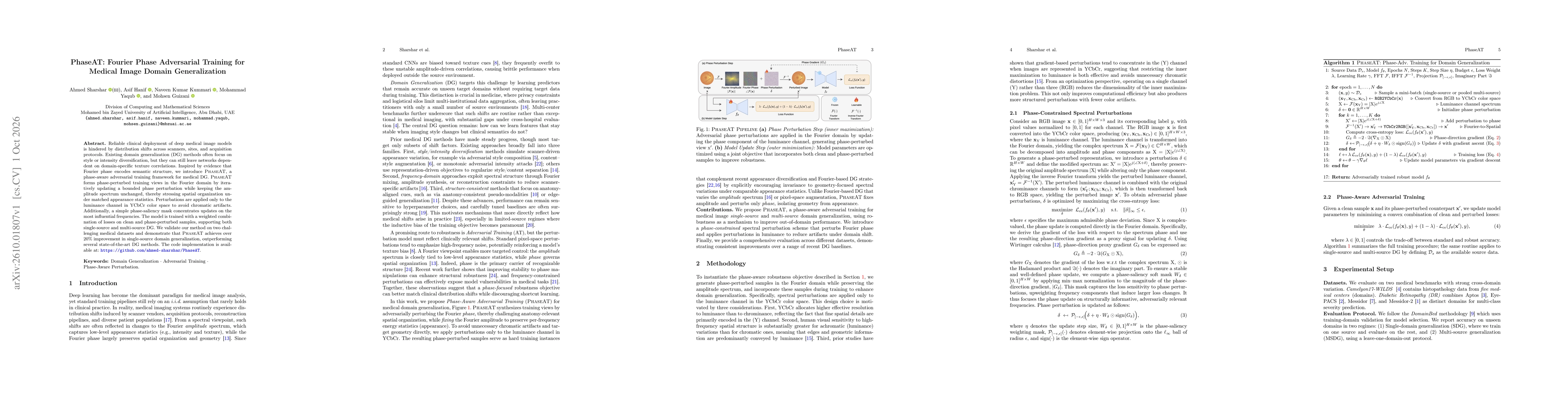 Thumbnail for PhaseAT: Fourier Phase Adversarial Training for Medical Image Domain Generalization
