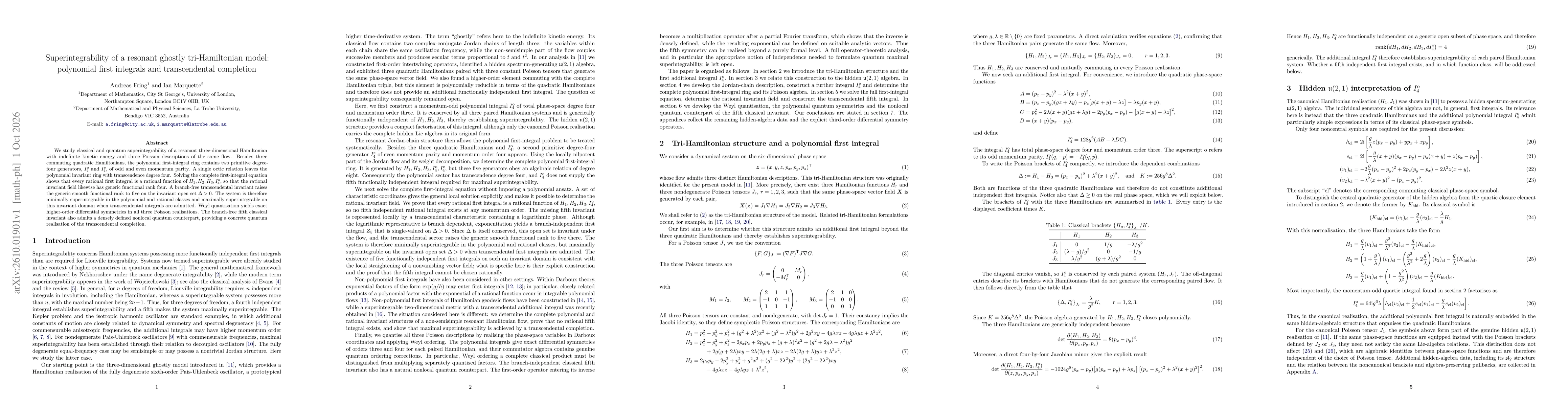 Thumbnail for Superintegrability of a resonant ghostly tri-Hamiltonian model: polynomial first integrals and transcendental completion