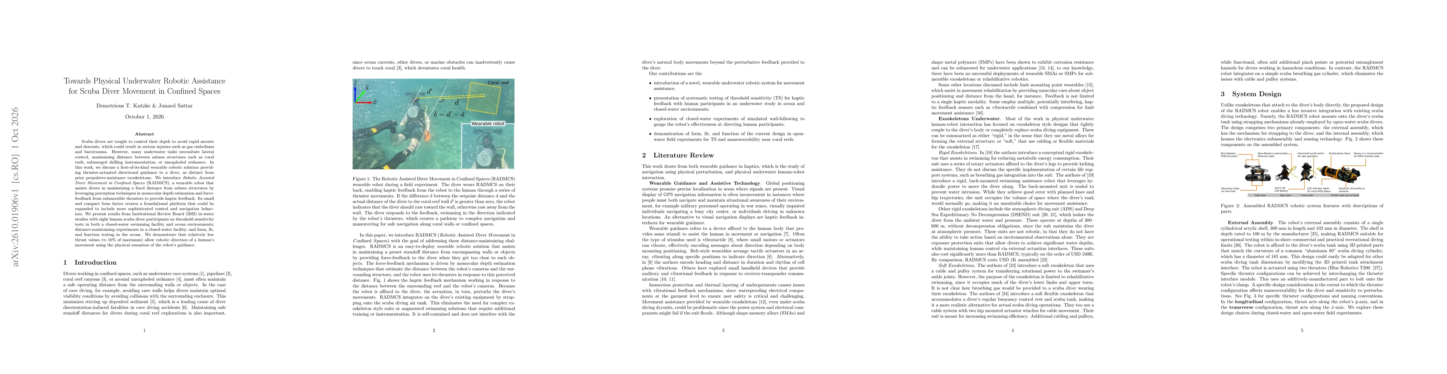 Thumbnail for Towards Physical Underwater Robotic Assistance for Scuba Diver Movement in Confined Spaces