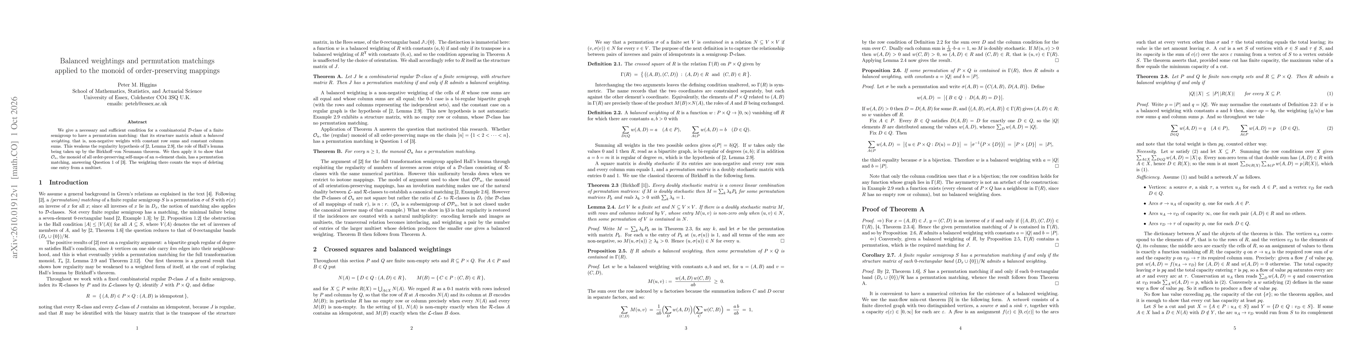 Thumbnail for Balanced weightings and permutation matchings applied to the monoid of order-preserving mappings