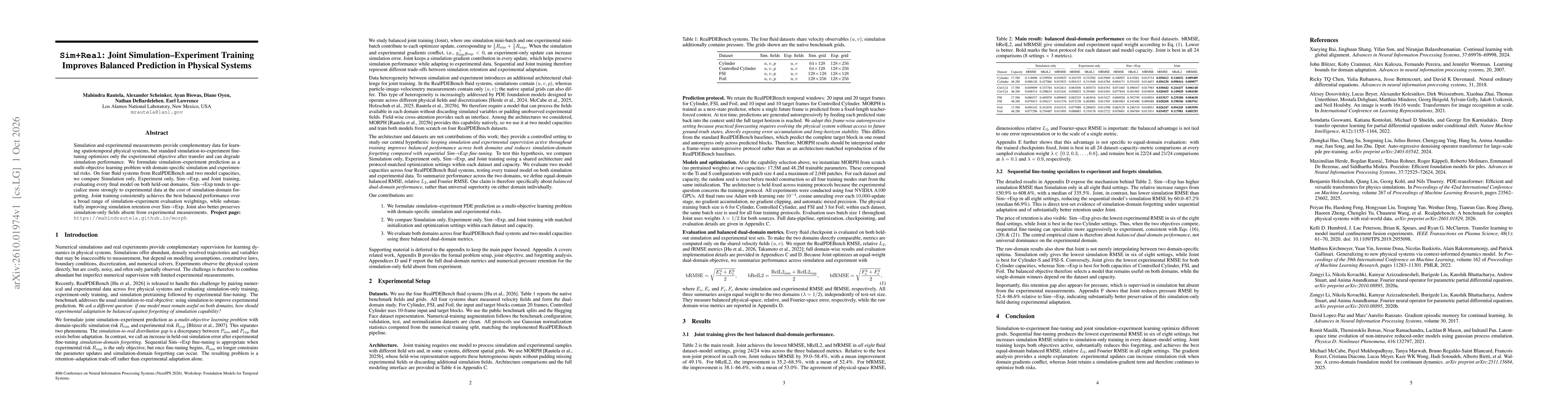 Thumbnail for Sim+Real: Joint Simulation - Experiment Training Improves Balanced Prediction in Physical Systems