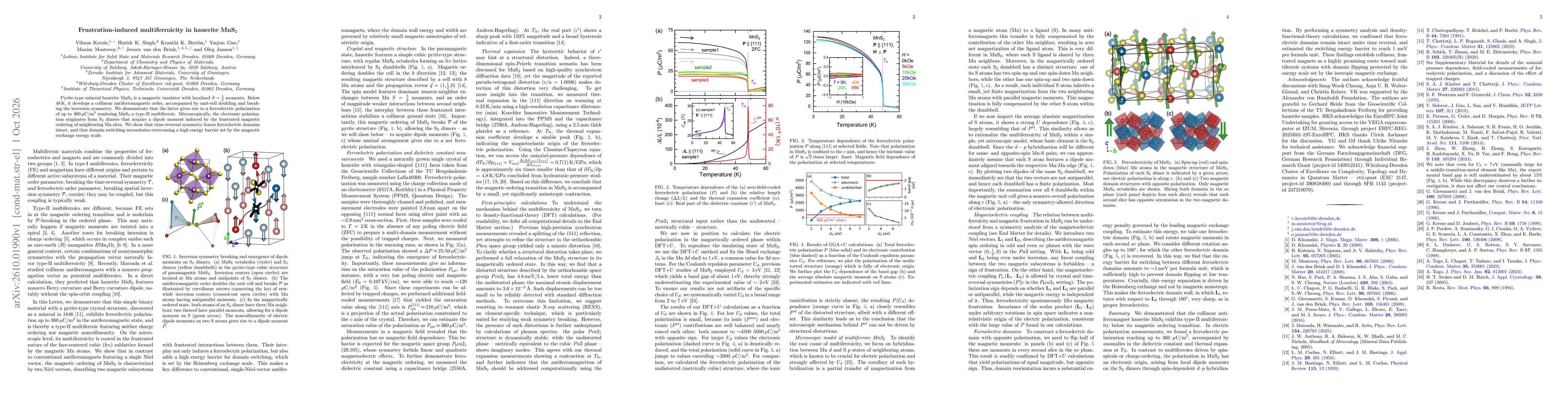 Thumbnail for Frustration-induced multiferroicity in hauerite MnS2